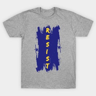 'Resist' label - yellow and blue T-Shirt